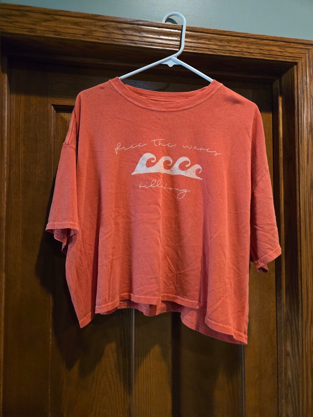 Billabong Coral Crop Tee with White Wave Graphic
